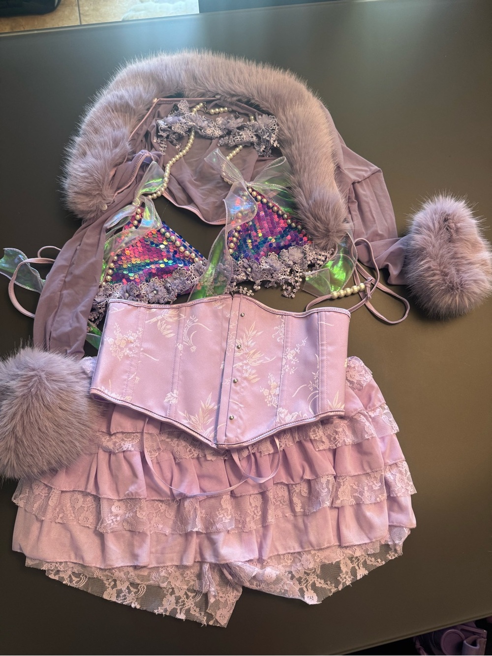 Lilac Ruffle Corset Rave Set